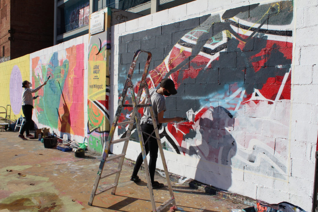 IMG_6897 WOMART Jam pintura mural, obra terminada artistas mujeres Barcelona, Rebobinart 2023