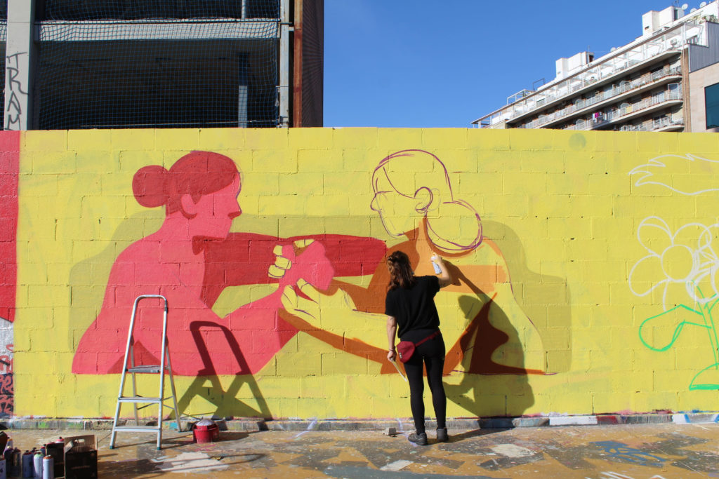 IMG_6898 WOMART Jam intervención artística, mural completado Barcelona, Rebobinart 2023