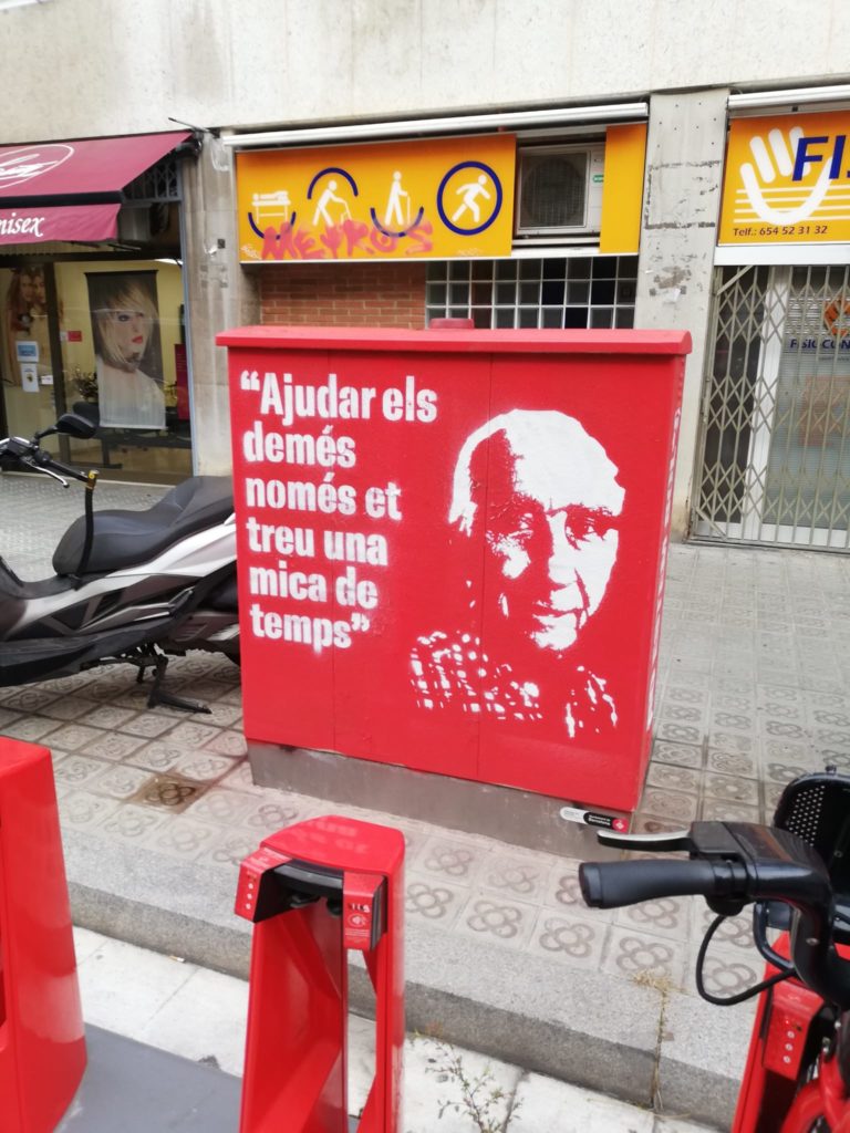 Detall del mural – No Estem Sol*s, Barcelona, art urbà participatiu, Rebobinart 2020