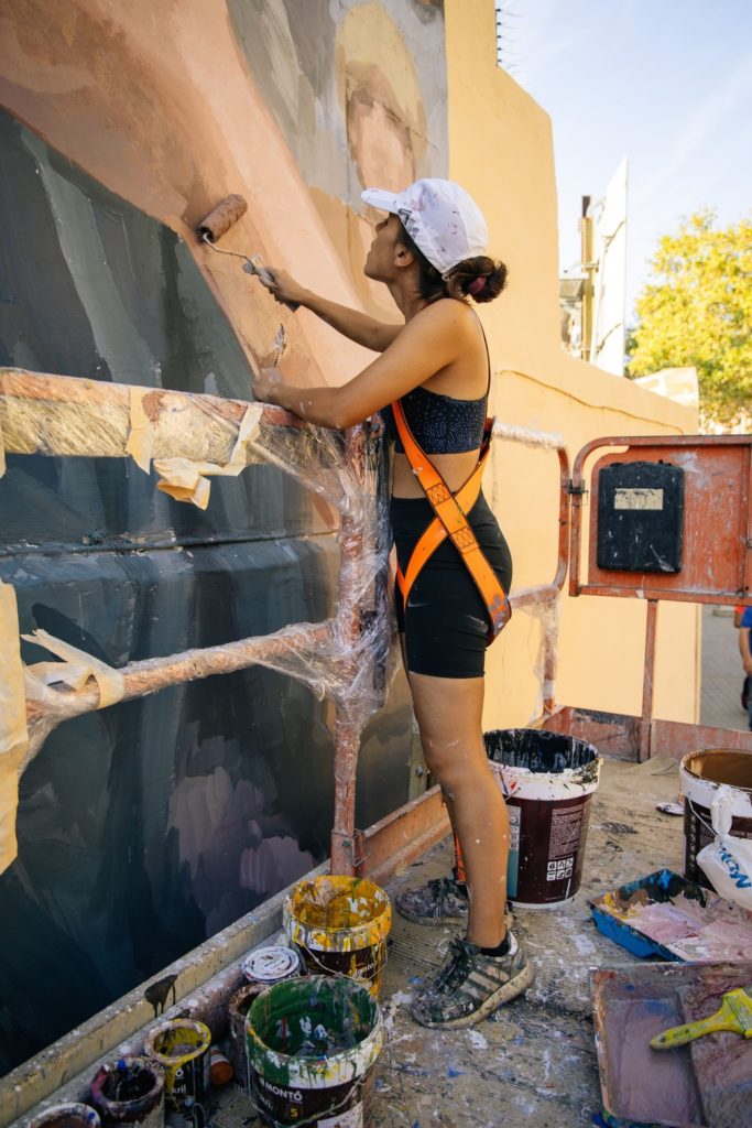 Detalle del mural de Elisa Capdevila, Miquel Wert – Mural de la Gente Mayor by Elisa Capdevila i Miquel Wert, Barcelona, producción de murales en Barcelona, foto 80, Rebobinart 2021