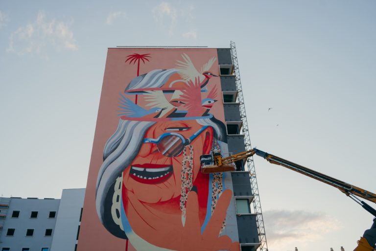 Vista general del mural – Wall Lab by Dante Arcade, Barcelona, arte urbano, Rebobinart 2022