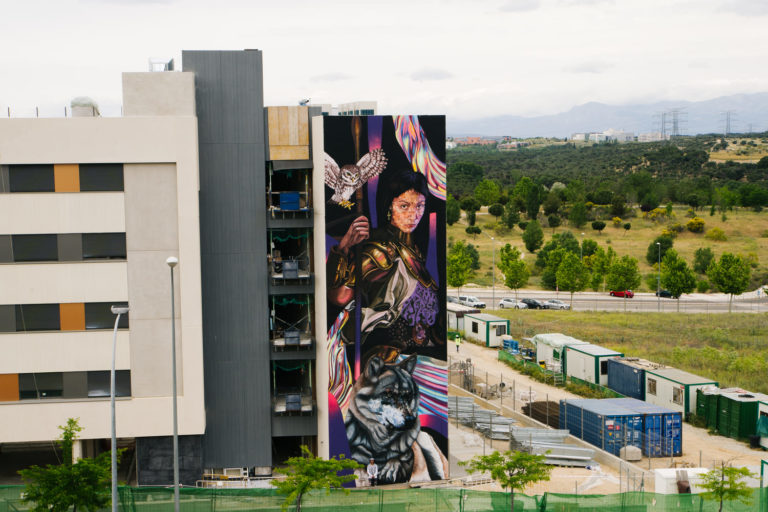 Mural – Livensa Living Studios Madrid Alcobendas by Uriginal, Alcobendas, Madrid, street art, Rebobinart 2022