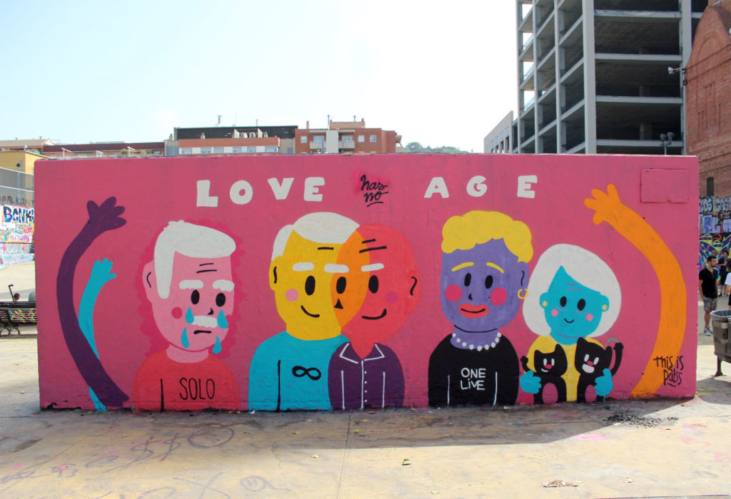 pabs Mural exterior LGTBIQ+ JAM Wallspot, arte urbano diversidad Cataluña, Rebobinart