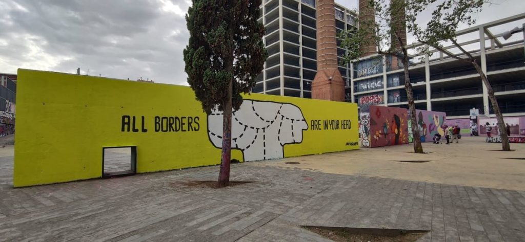 Detalle de una obra de la actividad – JAM MIGRACIÓN WALLSPOT, Barcelona, graffiti, Rebobinart 2022