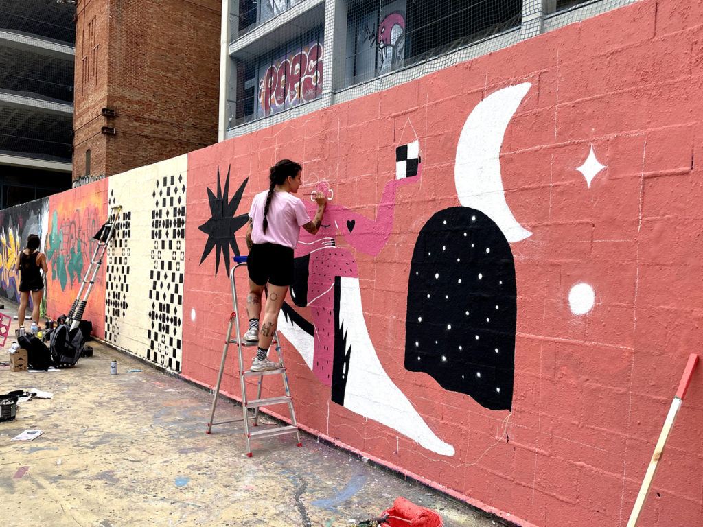 General view of the activity – LGTBIQ+ JAM WALLSPOT, Barcelona, public art, Rebobinart 2023