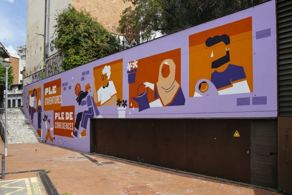 DSC_2412 Proceso de creación del mural – Mural al parque de La Torrassa, Parc de La Torrassa, L'Hospitalet de Llobregat, mural institucional, Rebobinart 2023