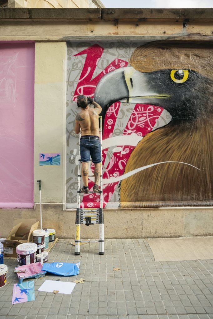 DSC_4057 Vista general del mural – Wall Lab La Model 2023, Barcelona, mural corporativo, Rebobinart 2023