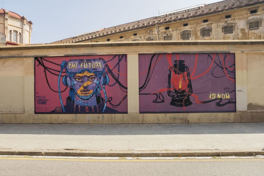 DSC_4255 Vista general del mural – Wall Lab La Model 2023, Barcelona, arte urbano en Barcelona, Rebobinart 2023
