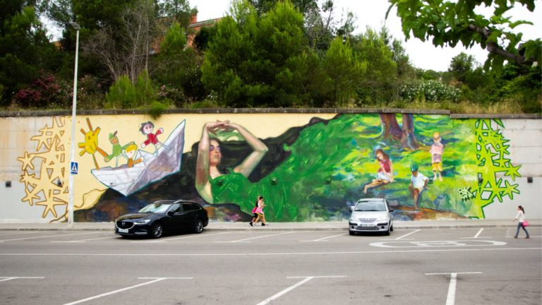 Muralismo B:K Kromatic, graffiti artístico Barcelona, Rebobinart