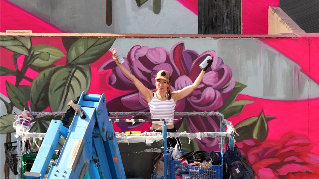 Art urbà Lula Goce al Festival Kromatic, graffiti artístic Barcelona, Rebobinart