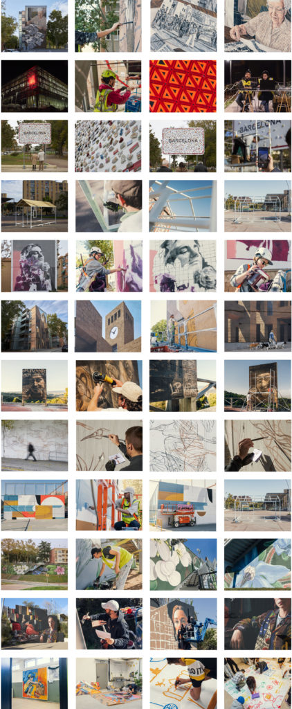 Pintura mural NOU Sentit Urbà – Nou Barris Barcelona, Rebobinart projecte artístic