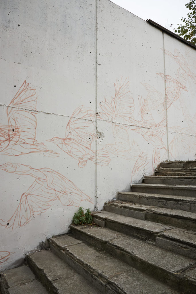 Artistic intervention Taquen, migration mural One-Way Journeys, urban art Barcelona 2025