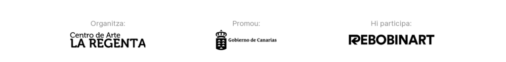 Logos de las jornadas The Wall: organiza Centro de Arte La Regenta, promueve el Gobierno de Canarias, participa Rebobinart